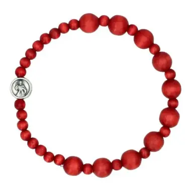 Bracelet sur élastique Bois rouge Christ Miséricordieux
