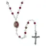 Chapelet semi-cristal rouge Coeur St Michel émail rouge
