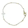 Verguld stalen armband met parelmoer kruis