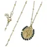 Stalen ketting met Wonderbare Medaille en gekleurde kristallen kralen