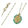 Stalen ketting met Wonderbare Medaille en gekleurde kristallen kralen