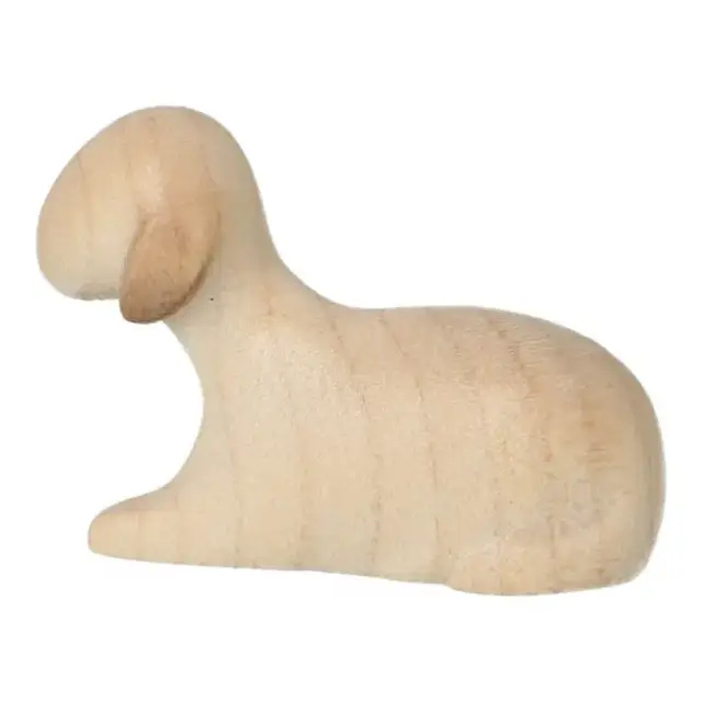 Mouton couché : crèche de Noël en bois Aram pour 10 cm