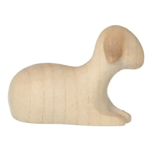 Mouton couché : crèche de Noël en bois Aram pour 10 cm