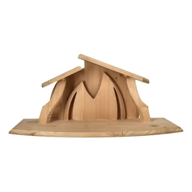 Etable vide en bois pour crèche de Noël 48 x 22 x 22 cm