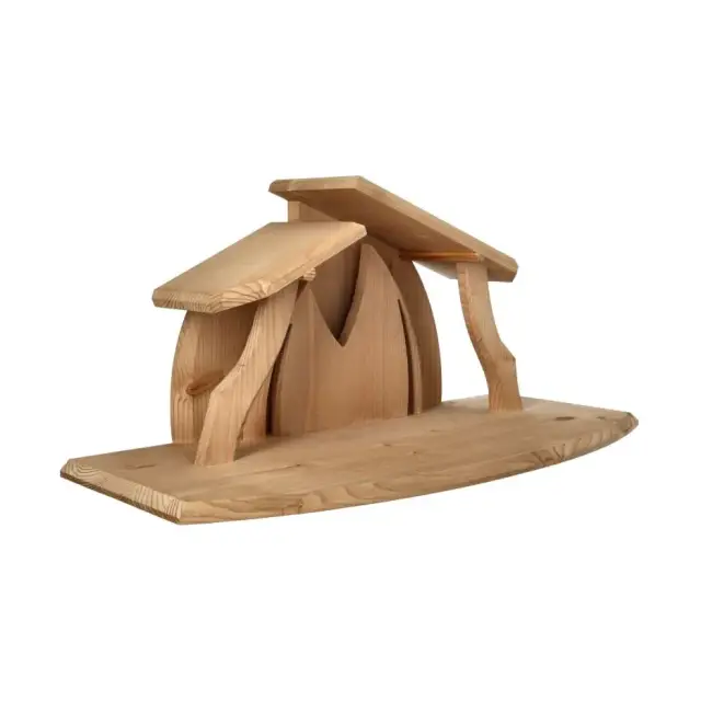 Etable vide en bois pour crèche de Noël 48 x 22 x 22 cm