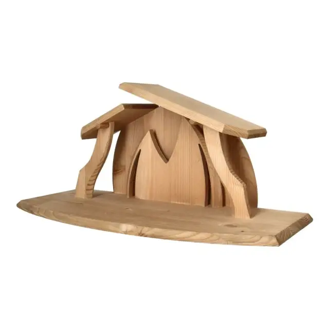 Etable vide en bois pour crèche de Noël 48 x 22 x 22 cm