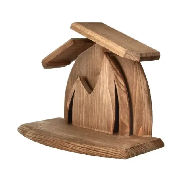 Etable vide en bois pour crèche de Noël - 24 x 12 x 19 cm
