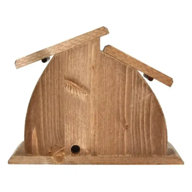Etable vide en bois pour crèche de Noël - 24 x 12 x 19 cm