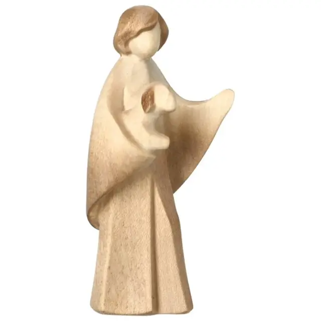 Berger avec mouton : crèche de Noël en bois Aram 10 cm