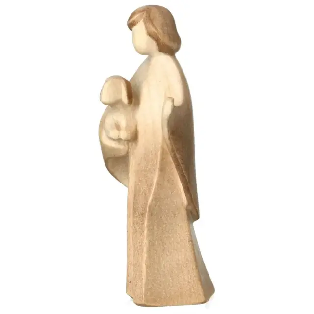 Berger avec mouton : crèche de Noël en bois Aram 10 cm