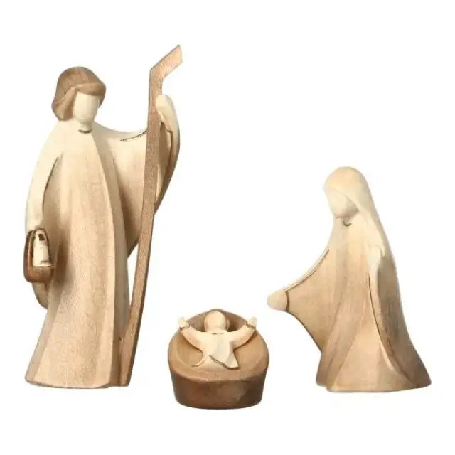 Crèche de Noël moderne en bois Aram : Sainte Famille