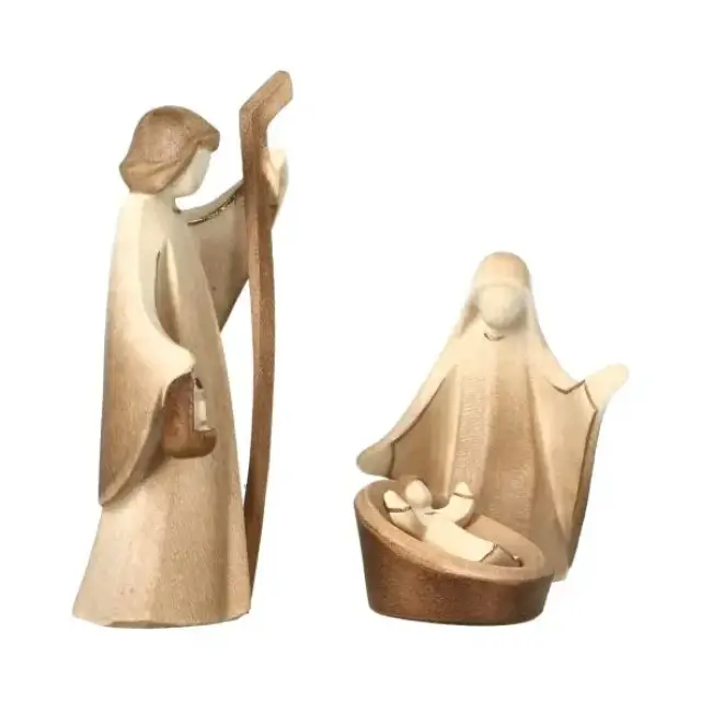 Crèche de Noël moderne en bois Aram : Sainte Famille