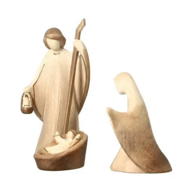 Crèche de Noël moderne en bois Aram : Sainte Famille