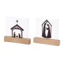 Crèche de Noël en verre sur bois 16cm