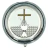 Chapelet blanc de communion + Boîte argentée Calice Diam 46 mm