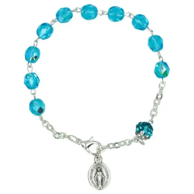Armband semi-kristam lichtblauw + Wonderbare medaille