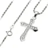 Croix Argent Avec Zircons 30Mm + Chaine