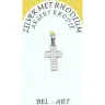 Croix argent avec strass blanc 13 x 10 mm