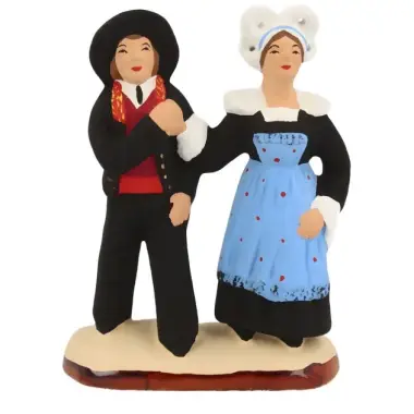 Santon Carbonel (N°2) Sujet Français couple de Bretons bleu