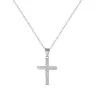 Croix en argent rhodié avec zircons + chaine