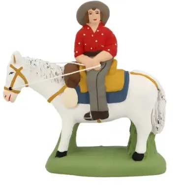 Santon Carbonel (N°2) Sujet Français Gardian cheval rouge