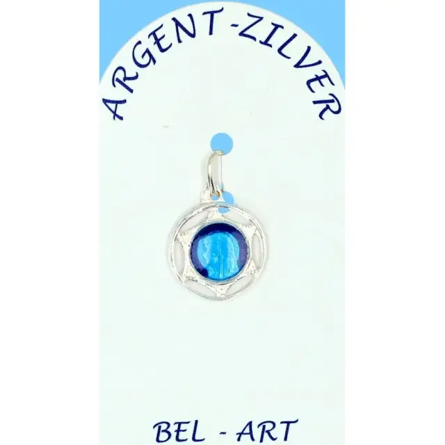 Medaille 13 mm OLV / Kant - Zilver email blauw
