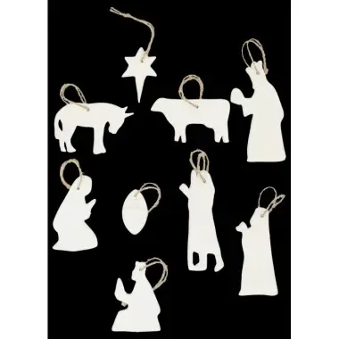 Crèche en porcelaine blanche à suspendre 15cm