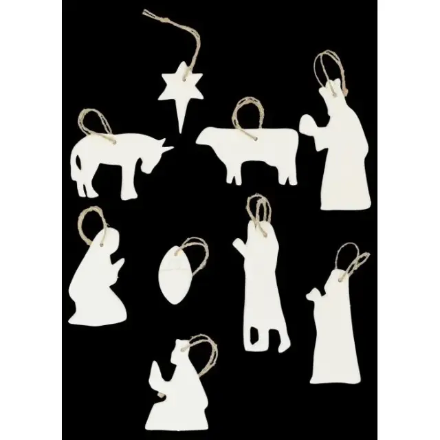 Crèche en porcelaine blanche à suspendre 15cm