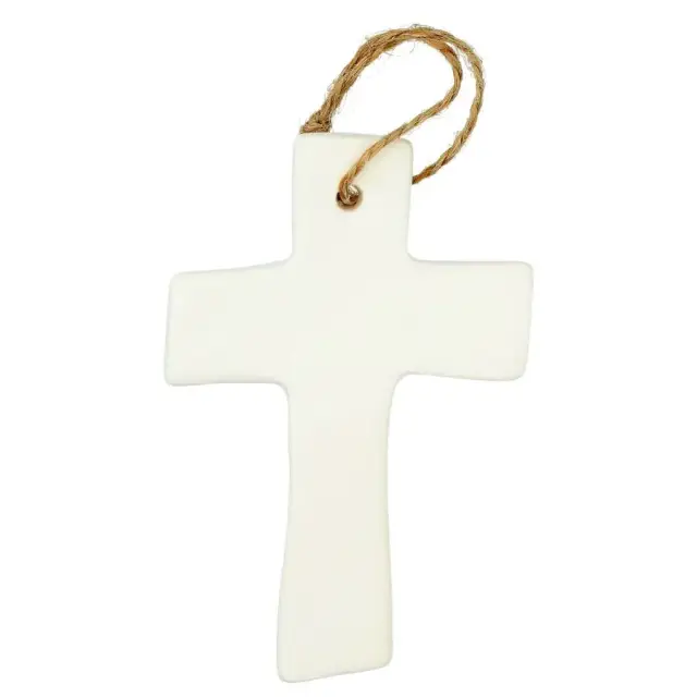 Cross in white porcelain 9.5 x 6.5 cm