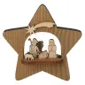 Kerststal in een houten ster H 12 cm
