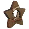 Kerststal in een houten ster H 12 cm