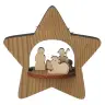 Kerststal in een houten ster H 12 cm