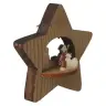 Kerststal in een houten ster H 12 cm