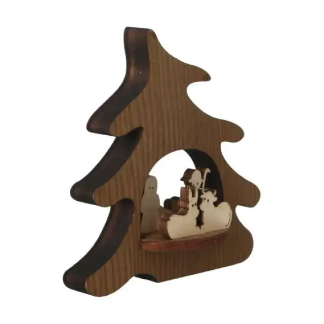 Nativity with wooden tree H 12 cm