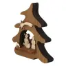 Nativity with wooden tree H 12 cm