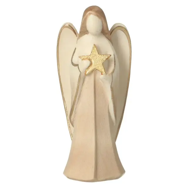 Ange avec étoile en bois sculpté 9 cm