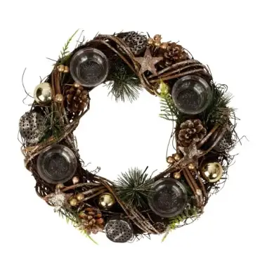 Couronne de l'Avent Décoration dorée 33Cm