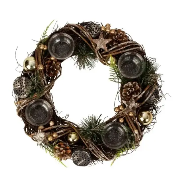 Advent wreath Golden decoration 33Cm