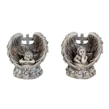 Ange dans ailes avec croix 9.5 X 9.5 cm