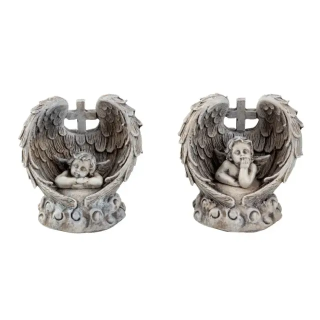 Ange dans ailes avec croix 9.5 X 9.5 cm