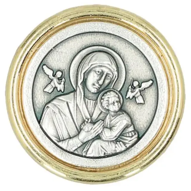 Médaille aimantée Perpétuel Secours 30 mm avec bords dorés