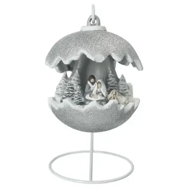 Christmas nativity in a ceramic christmasball + light
