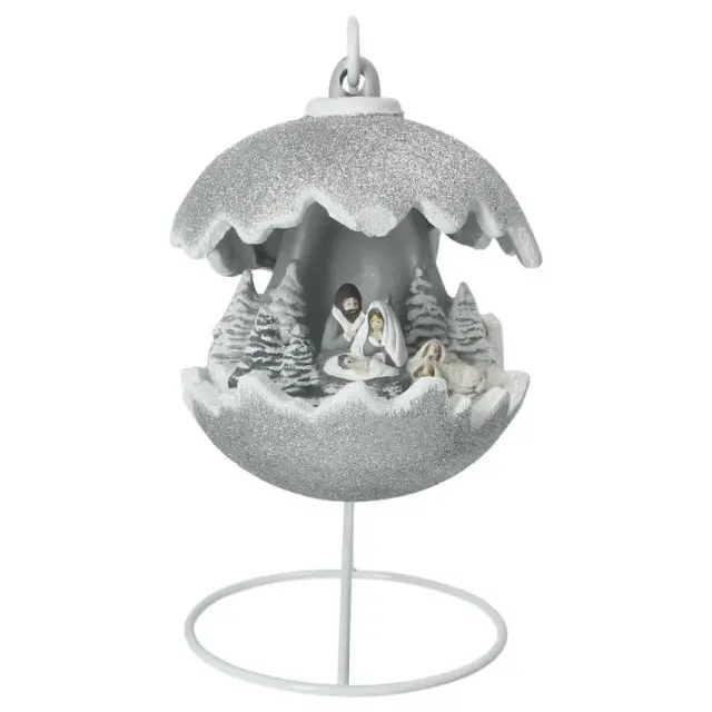 Christmas nativity in a ceramic christmasball + light