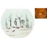 Kerst kaarsenhouder in glas besneeuwde landschap met hert 12 Cm