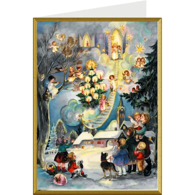 Dubbele traditionele kerstkaart met "Hemelpoort" + envelop