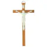 Croix Murale 15 cm Bois brun clair + corps lumineux