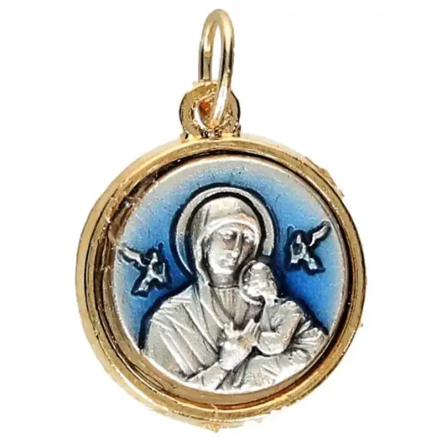 Medaille 15 mm Altijddurendebijstand / H Kristoffel Metaal bicolor email blauw