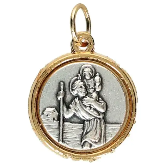 Medaille 15 mm Altijddurendebijstand / H Kristoffel Metaal bicolor email blauw