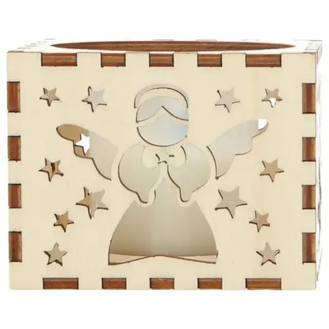 Bougeoir en bois avec ange