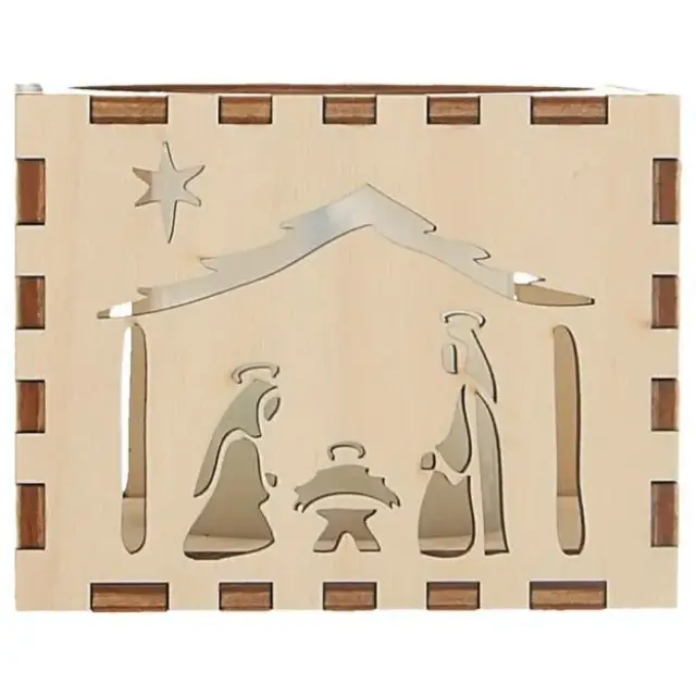 Bougeoir en bois avec crèche de Noël